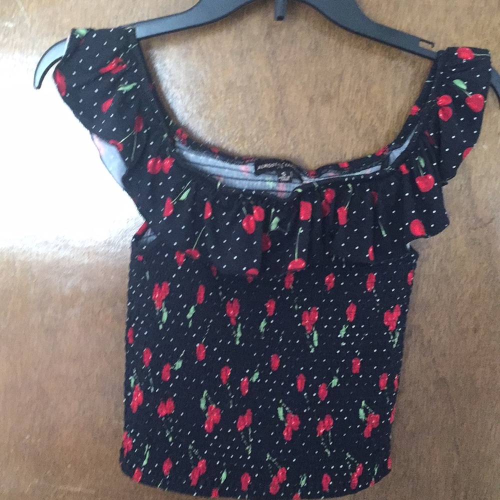 Cherry off the shoulder top